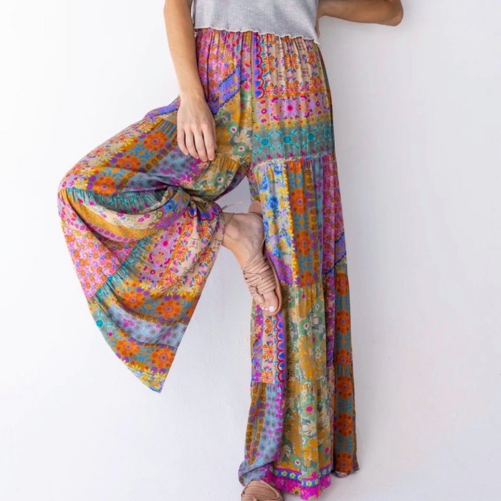 Natural life colorful patchwork pants
